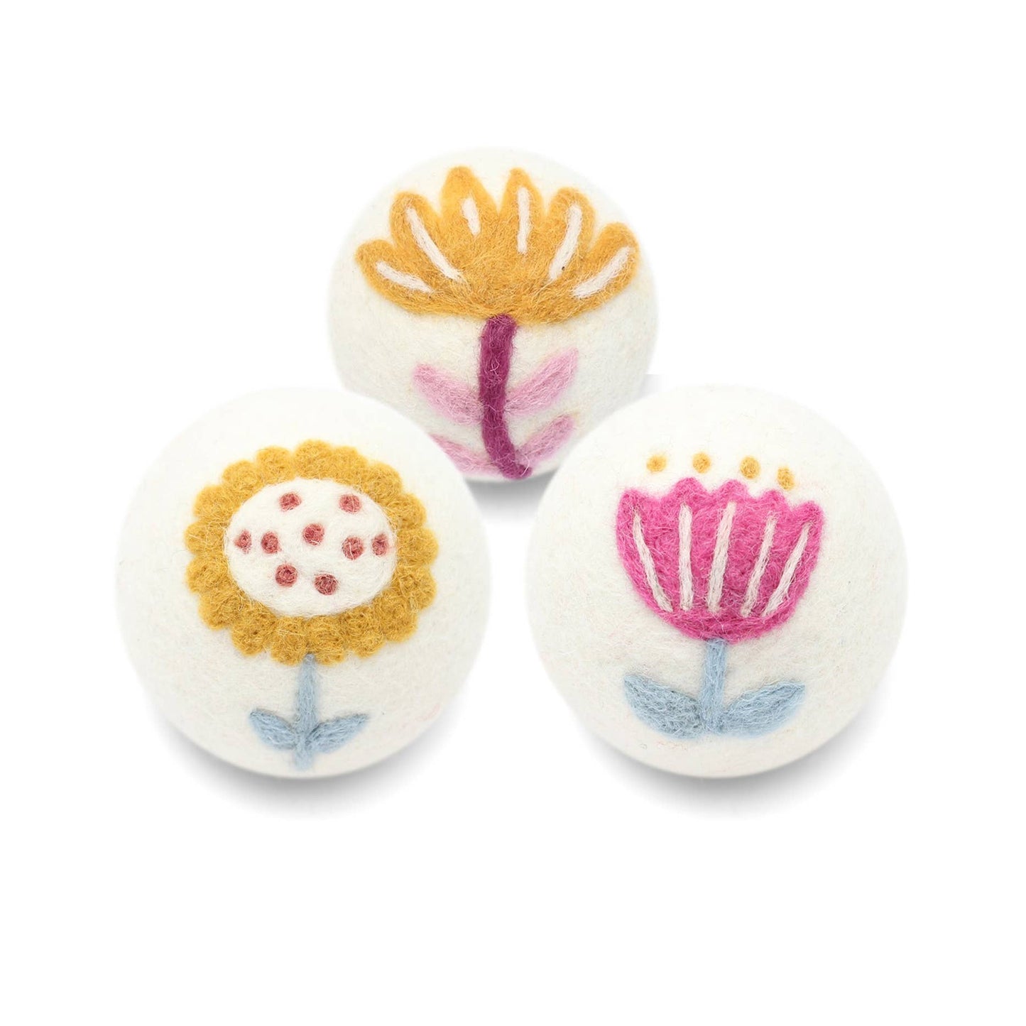 Flowers - Eco Wool Dryer Balls : Yellow/Pink