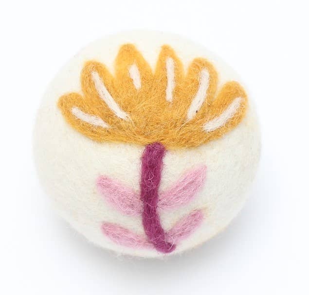 Flowers - Eco Wool Dryer Balls : Yellow/Pink